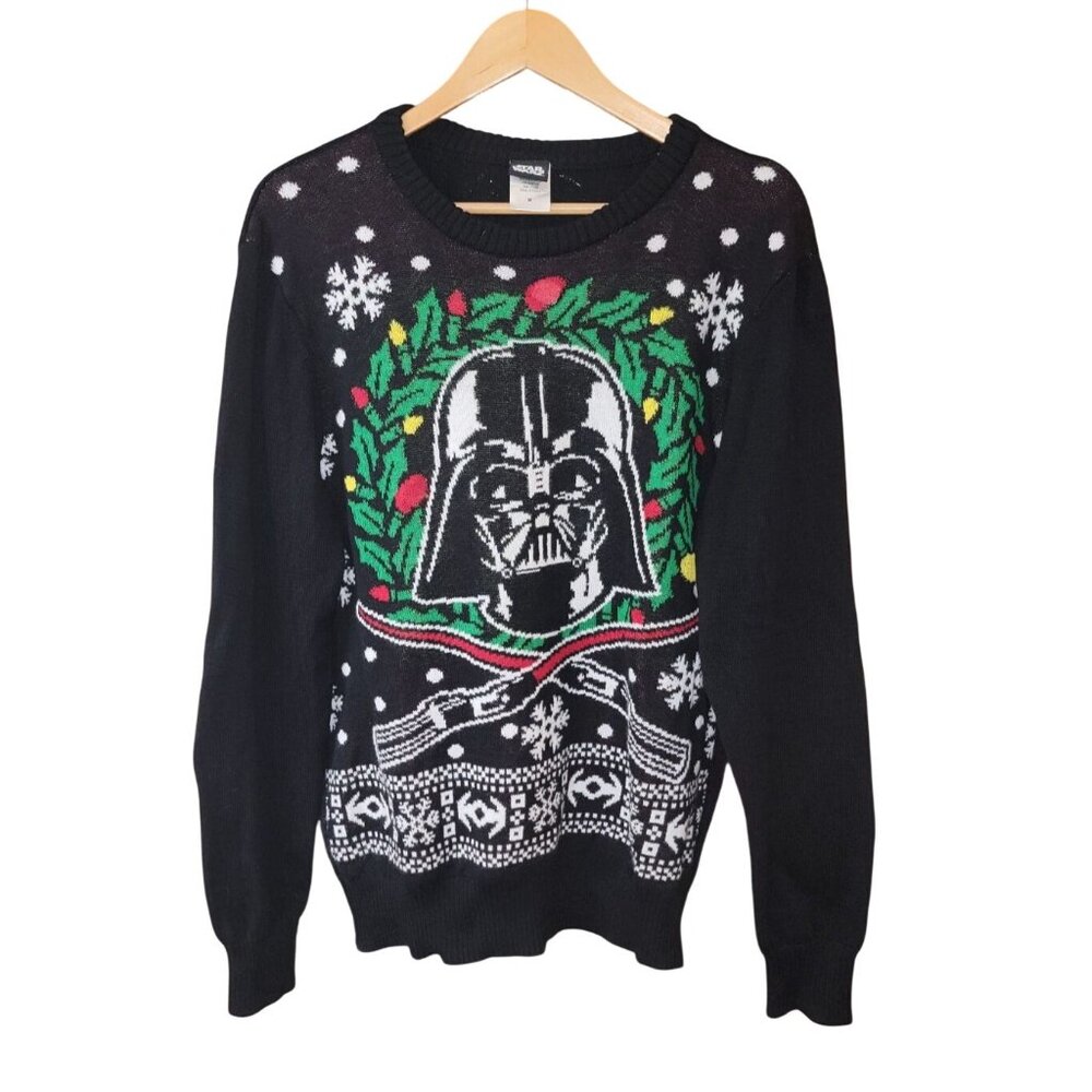 Star Wars Darth Vader Light-Up Ugly Christmas Sweater Men’s Medium Black Holiday - Picture 1 of 7
